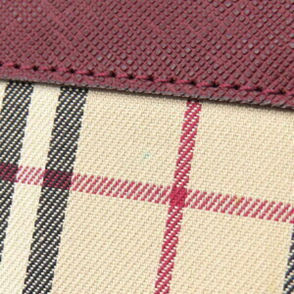 Burberry leather Shoulder Beige Hobo Tan brown canvas Check red One wine pattern - Picture 6 of 9
